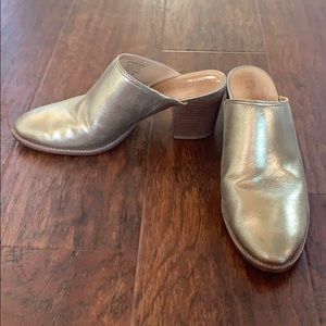 Madewell Harper Gold Metallic Mules Size 9